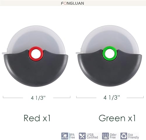 Miniatura 2 de Juego de 2 ruedas cortadoras de pizza, cortador de pizza con cubierta protectora de cuchilla, acero inoxidable 18/8 afilado prémium