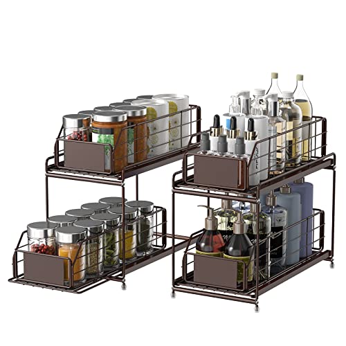 YBING 2er-Set Unter Waschbecken Regal, 2 Etagen Ausziehbare...