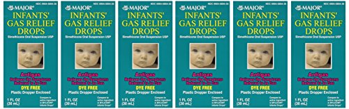 Newborns, Infants & Children Gas Relief Simethicone 20 mg/0.3ml Drops Dye Free Generic for Mylicon 1 oz (30ML) 6 PACK Total 6 oz