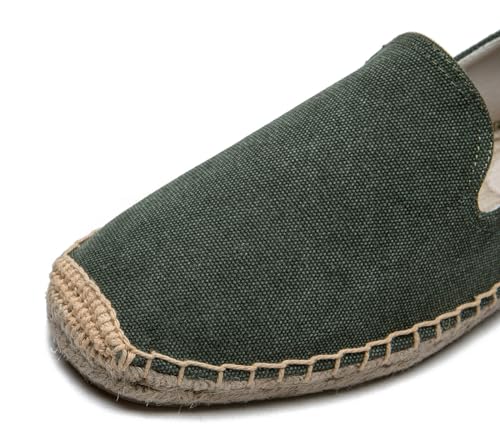 Image of Men's Classic Suede Canvas Round Cap Toe Espadrilles Loafers Pure Color Slip On Comfortable Flats Shoes