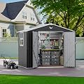 Benass 8 x 6 FT Outdoor Storage Shed, Metal Garden Shed with Clear Window
