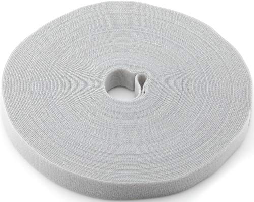Ruban adhésif réutilisable gris 1,9 cm à crochet double face pour fixation modulable