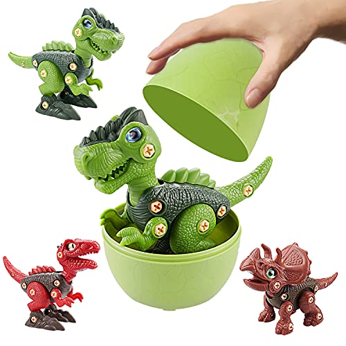MEICENT Take Apart Dinosaur Eggs Toys with DIY STEM Learning Construction Building Toys Set for Kids 3 4 5 6 7 Year Old Birthday Easter Boys Girls Toys, Random Dinosaur