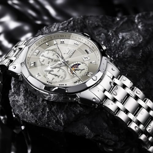 Image of OLEVS Men Watch Business Dress Diamond Luxury Watch Luminous Easy to Read Date Waterproof Stainless Steel Quartz Analog Simple Dress Watch