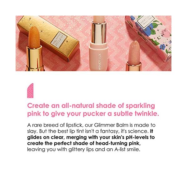 Winky Lux Glimmer Balm, pH Lip Balm, Color Changing Lipstick and Tinted Lip Balm, Vegan & Cruelty Free Lip Balm, Hydrate & Plump, Pink Shimmer Lipstick, RosÃ©