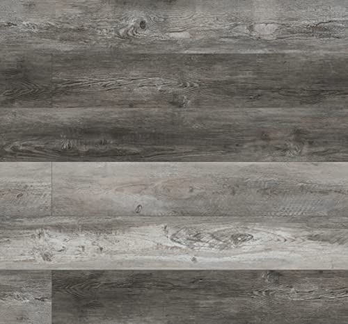 MSI McKenna 7 in. x 48 in. Luxury Vinyl Flooring, Rigid Core Planks, LVT Tile, Waterproof LVT, Wood Grain Finish, Digby Gray-Dark, 12 MIL Wear Layer, 5 mm Thick, 23.77 sq.ft/Case