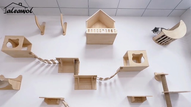 Amazon | aleawol キャットウォーク 木製 100cm 吊り橋 猫 壁掛け