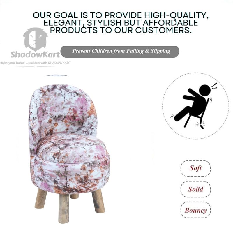 Image of Ottoman Kids pouffe Small Stool for Baby Chair Study Table Stool for Kids Room Baby Sofa Stepstool Children Cartoon Wooden Chair, 14x26 Inch, Pink
