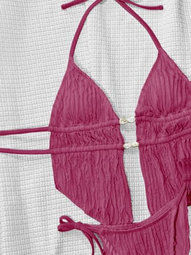 Image of RoseSeek Women's 2 Piece Boho Polka Dots Beaded Bikini Sets Sexy Swimsuits