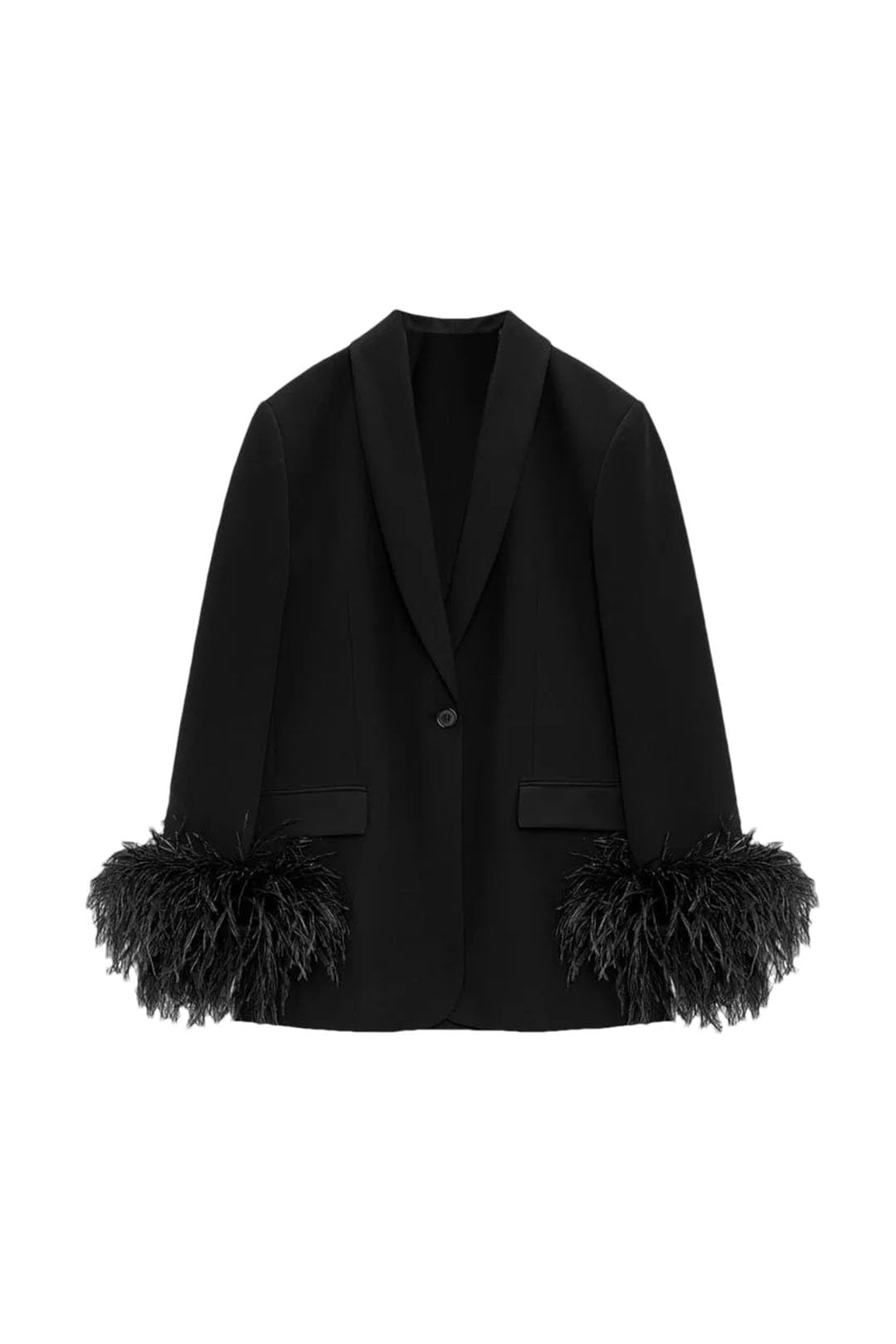Women Sexy V-Neck Blazer Dress Lady Long Sleeve Pockets Feather Tassel Mini Dress Outwear