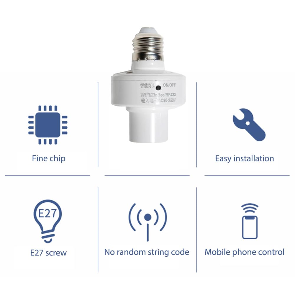 4er-Pack Smart-Lampenfassung, Glühbirnen-Adapter, App-Steuerung, Smart Home, Sprachsteuerung, E27-Glühbirnen-Adapter, Timer-Funktion und Gruppensteuerung, einfache Installation (4 Packungen)
