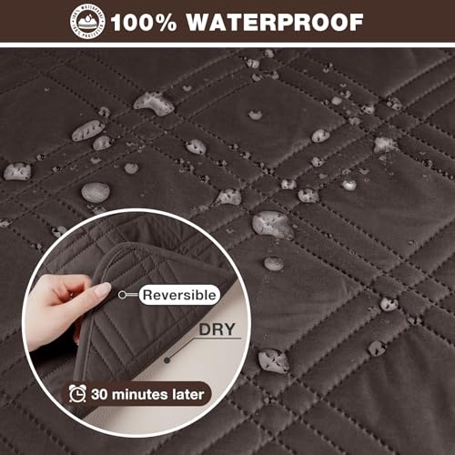 Image of TAOCOCO Waterproof Sectional Couch Covers L Shaped Sofa Covers Chaise Lounge Cover 3pcs Reversible Sofa Covers for Sectional Sofa Pet Kids Furniture Protector with Elastic Straps(X-Large, Chocolate)