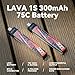 BETAFPV 5pcs Lava 1S 300mAh Lipo Battery 3.8V 75C LiHV Battery with BT2.0 Connector Compatible for 1S FPV Tiny Whoop Drone Quadcopter Like Cetus, Meteor65, Meteor65 Pro 1S Brushless Drones