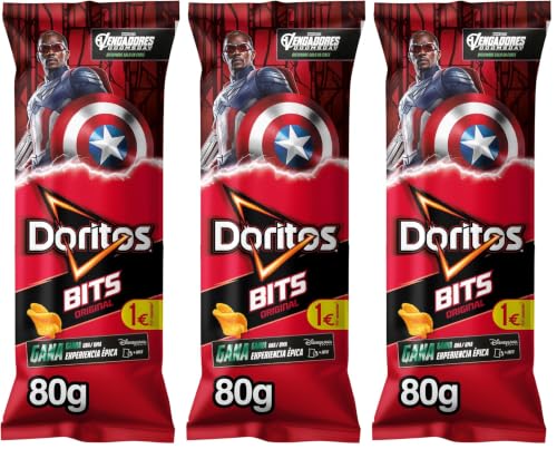 Doritos Bits, Snack de Maíz crujiente con sabor original, Producto de Aperitivo Matutano, bolsa individual de aperitivo, 80 gr (Paquete de 3)