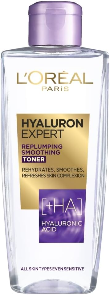 L'Oréal Paris Hyaluron Expert Replumping Toner, Hyaluronic Acid, Removes Traces of Makeup & Refreshes Skin Complexion, 200ml, Dermatologically Approved Toner