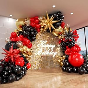 Red and Black Gold Balloon Arch Kit...