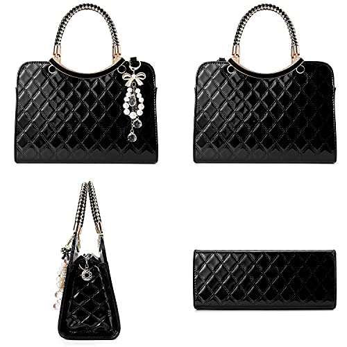 Image of TIBES Shiny Patent Leather Women Purses Satchel Handbags Ladies Fashion Top Handle Handbags Crossbody Shoulder Bags