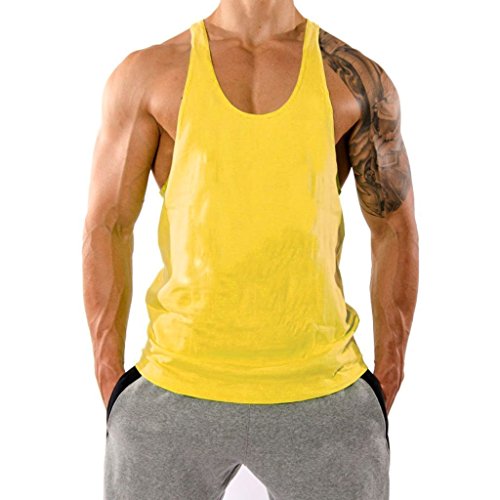 Buy THE BLAZZE Men's Blank Stringer Y Back Bodybuilding Gym Tank Tops Pack of 3 (S, White+Red