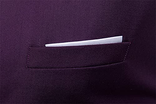 Men's Slim Fit Business Dress Suit Vests Premium Wool Waistcoat Prom Wedding Tuxedo Button Square Set Business Vest (Purple,X-Large)3