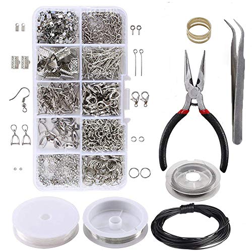 Meowoo Kit di creazione di Gioielli e Perline Kit di Accessori di Gioielli Kit di Strumenti per la creazione di Gioielli Materiale per bigiotteria Fai da Te Gioielli Strumenti Sets (DIY 17 PCS Kit B)