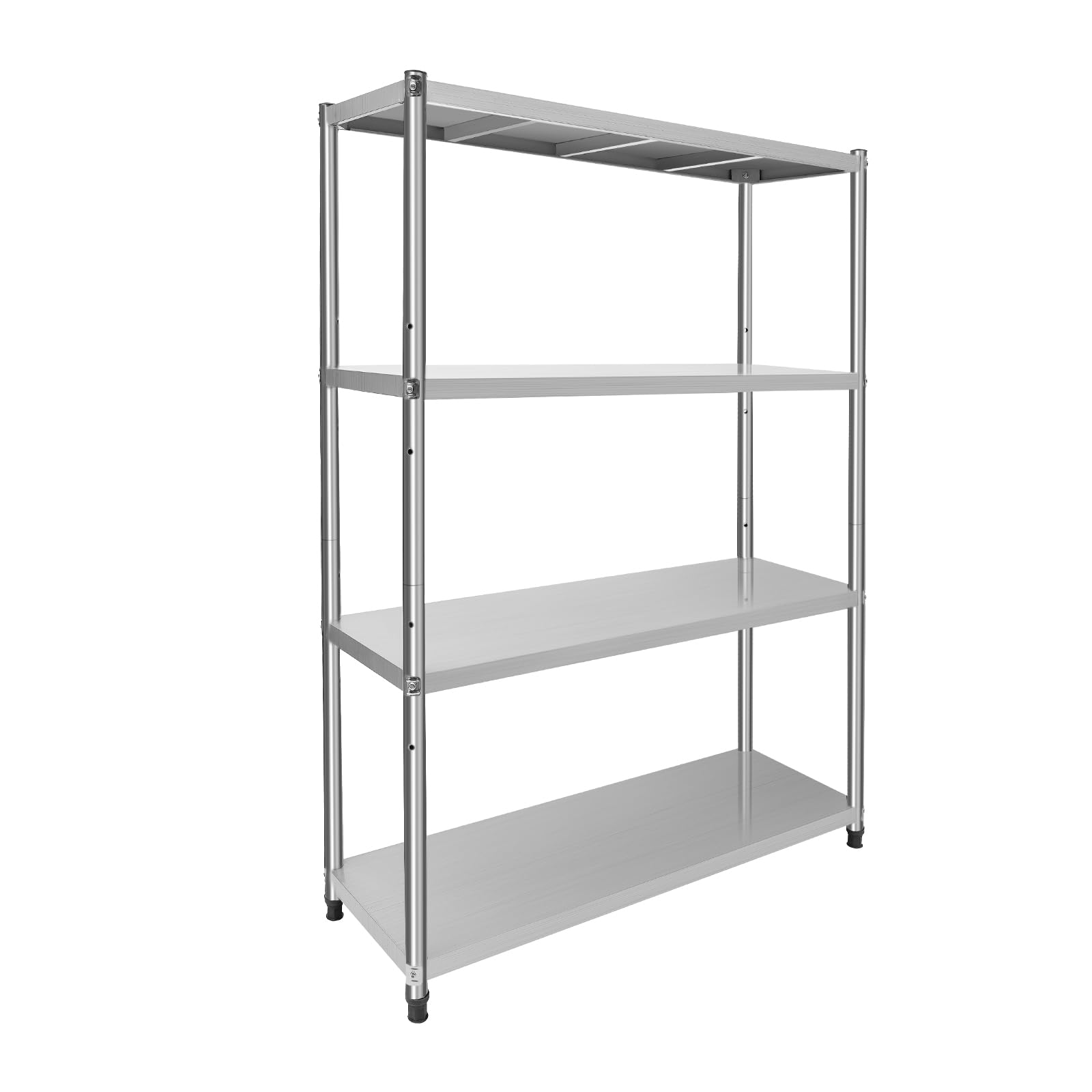 Scaffale da cucina in acciaio inox, per carichi pesanti, 120 x 40 x 150 cm, 4 ripiani in acciaio inox, per uso commerciale e domestico, con strati antiscivolo e struttura modulare