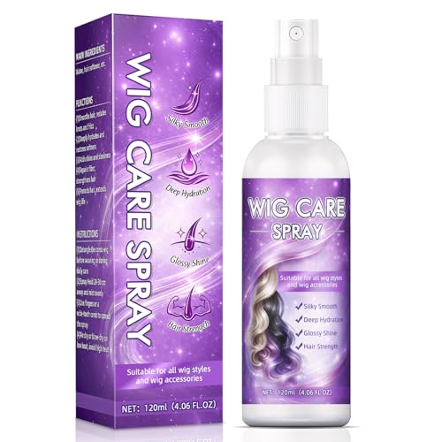 Nozerix Wig Spray Synthetic Wig Spray Detangling Frizz Control Hydrating Conditioning Shine Wig Care Spray for Synthetic and Human Hair Wigs Wig Accessories 120ml