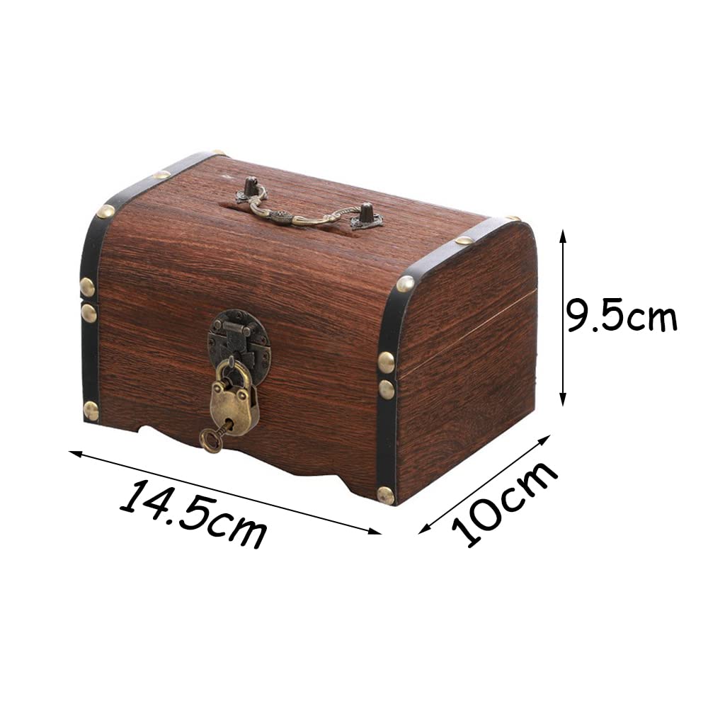 Coffre Au Trésor En Bois Vintage 21x14x9cm - Boîte Chasse Au Trésor Pour Enfants Avec Serrure