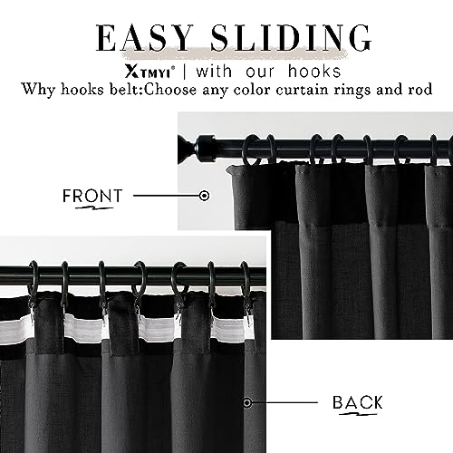 Image of XTMYI Black Curtains 96 Inches Long for Bedroom 2 Panels Linen Sheer Lace Farmhouse Boho Gothic Curtain Drapes for Living Room Home Decor