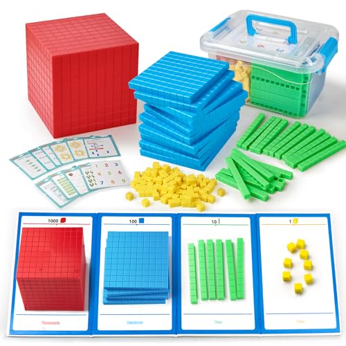 stochastic box Base Ten Blocks Plastic 143 pcs Math Manipulatives Kindergarten Counting Cubes for Kids Math,Place Value Blocks for Early Counting Math Toy for 1st Grade