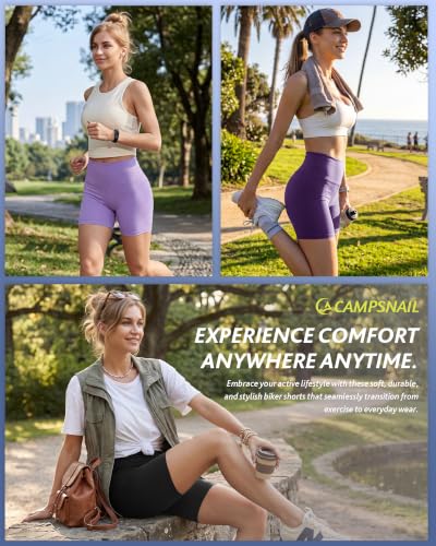 Image of CAMPSNAIL 4 Pack Biker Shorts for Women High Waist - 5 inch /8 inch Tummy Control Soft Athletic Yoga Workout Running Gym Shorts
