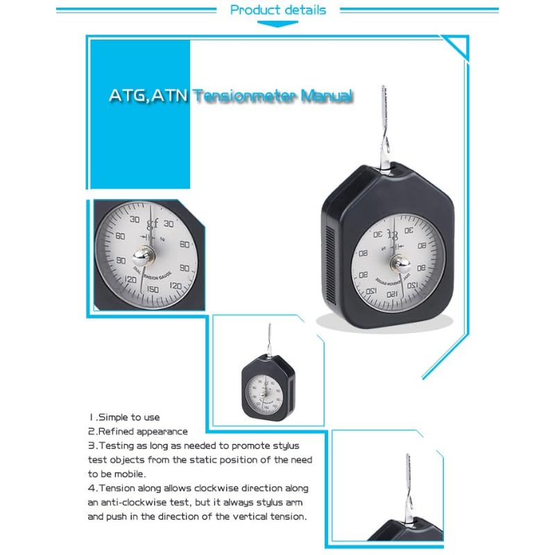 Cyfrowy miernik ciśnienia Push-Pull Dial Gram Miernik napięcia ATG/ATN Tesionmeter do kontaktu / precyzyjnego pomiaru ciśnienia Tesion Wydajne wyjście danych (Atg 100)