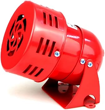 Motor Siren, MS-190 AC 110V 114dB Alarm Sound High Power Buzzer, Electric Loud Driven Siren, Mini Red Alarm Horn for Home, Industries, Stores and Security System