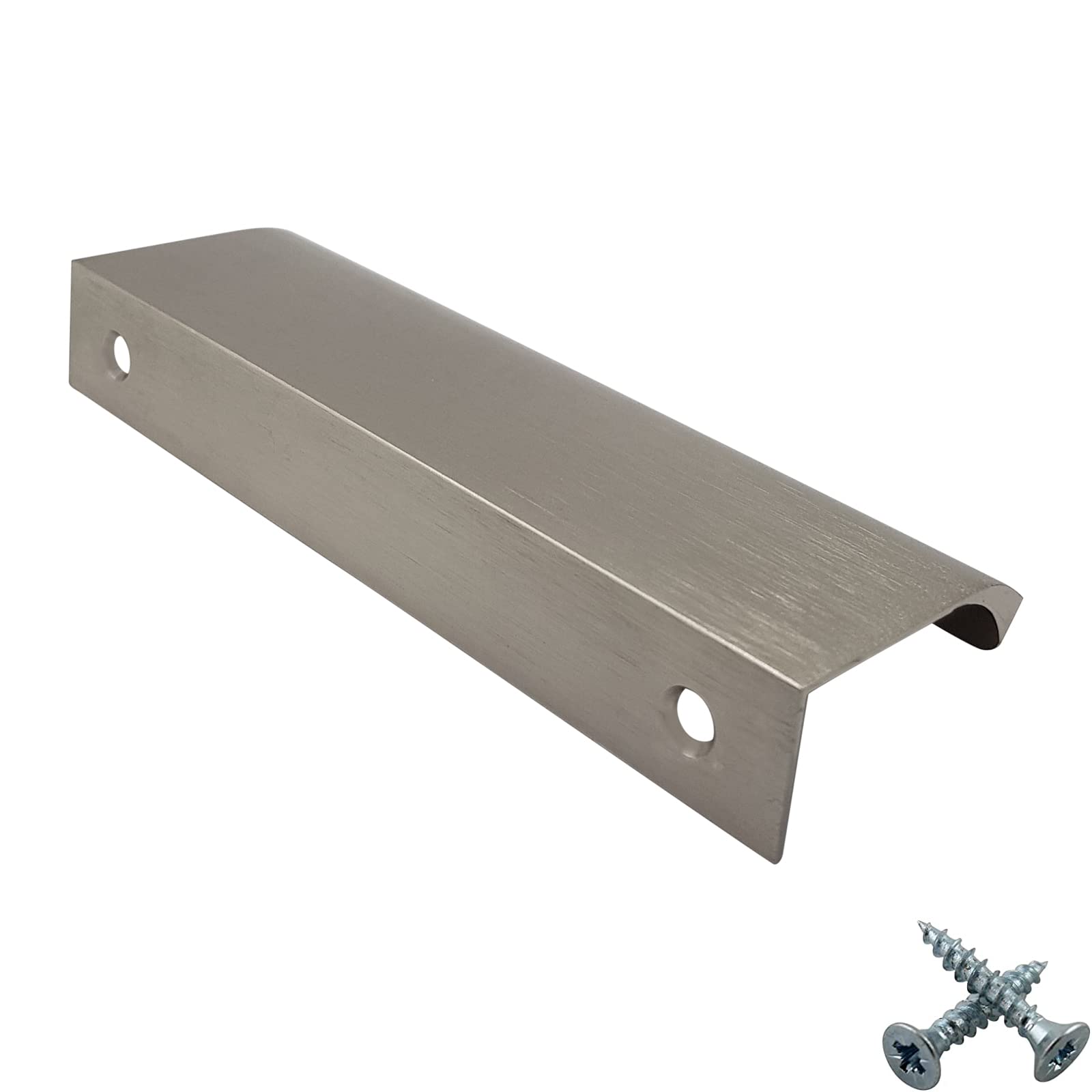 M4TEC Bar Kitchen Cabinet Door Handles Cupboards Drawers Bedroom Furniture Concealed Finger Edge Pull Handle for Wardrobe & Bedroom Cabinets Brushed INOX. VD3 Series: 96 mm Pack of 10 - Image 3