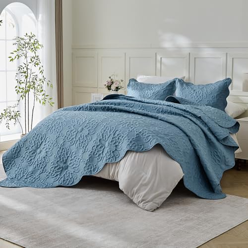 Image of Kingnex Oversized King Bedspreads 128x120 Dusty Blue