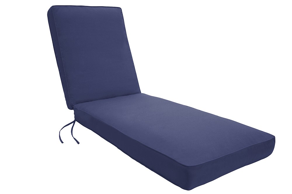 Easy Way Products Double Piped Sewn Closed Chaise, 26" L x 82" W x 2.5" H, Fresco Navy