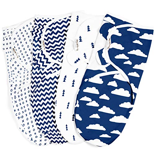 Image of BaeBae Goods Swaddle Blanket, Adjustable Infant Baby Swaddling Wrap Set of 4, Baby Swaddling Wrap Blankets for Boys and Girls Made in Soft Cotton (0-3 Months)