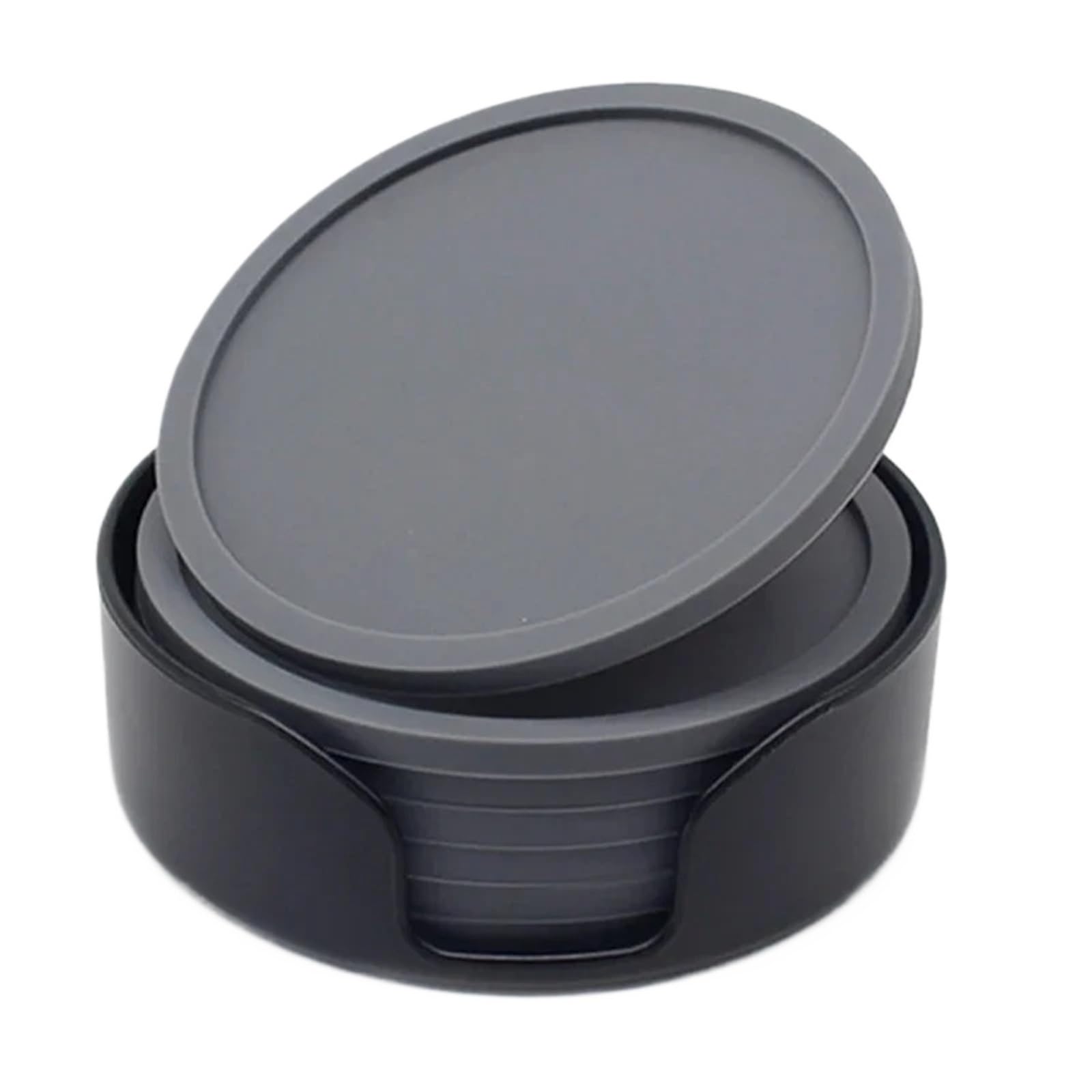 1set 10cm Silicone Coasters Round Heat Resistant Rubber Tea Cup Mat Drink Coffee Mug Glass Beverage Holder Pad for Cap(Grey)