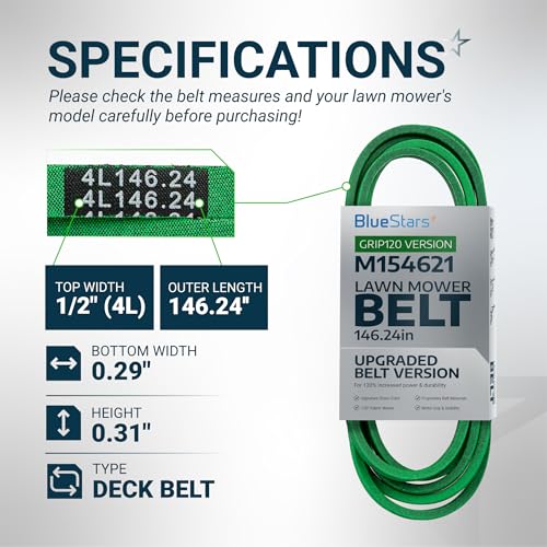 Image of [Upgraded Grip120] BlueStars M154621 Deck Mower Belt | 1 /2'' x 146.24''