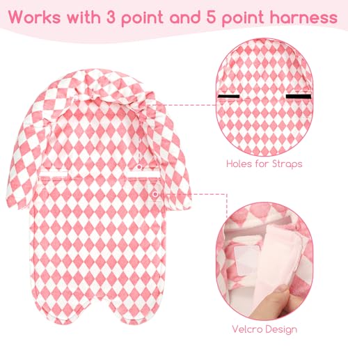 Image of GFU Baby Car Seat Head Support for Newborn, 2 in 1 Infant Car Seat Head Body Support with Strap Pads, Soft Stroller Cushion Pillow Insert for Girls, Fits for Stroller, Swing, Pink Diamond