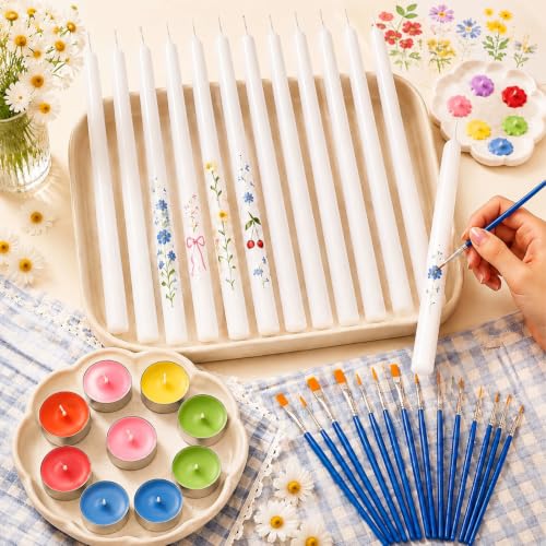 MTLEE 12 Set DIY Candle Painting Kit for Womens Parties Art Classes