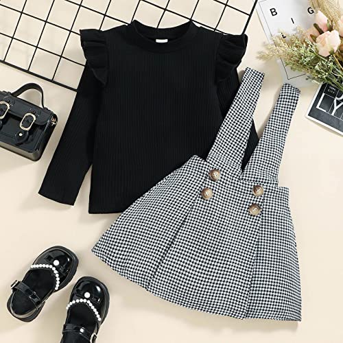 Camiseta feminina com babados e manga comprida, lisa, canelada, estampada, suspensórios, roupas para