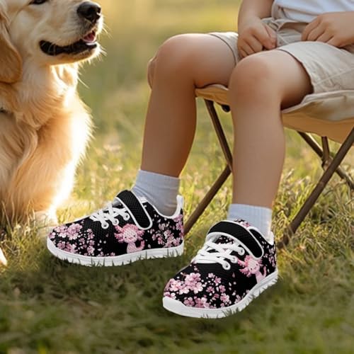 Kids Sneakers Running Tennis Athletic Shoes for Boys&Girls (Little Kid/Big Kid) Cherry Blossom Axolot Pattern（White Sole）3