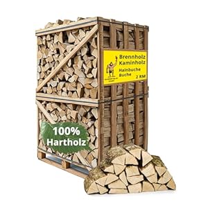 Neandertaler Feuer Brennholz Kaminholz Hartholz - 2RM Box 25 cm Holz für Kamin Ofen Pizzaofen Grill Smoker Kaminofen Holzofen | 2 Raummeter Feuerholz Buchenholz auf Palette | Firewood Woodfire