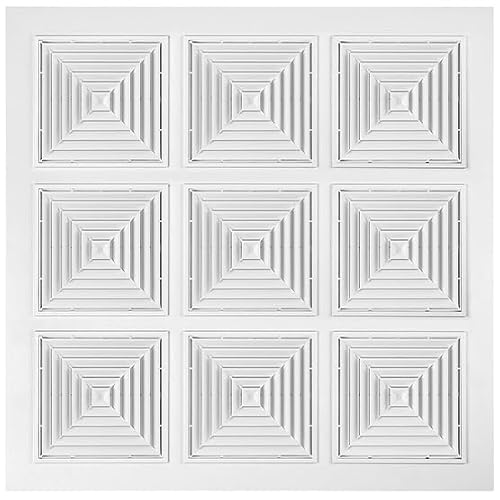 Rejilla de ventilación XXL 60 × 60 cm para techo – Difusor de aire y aspiración | falso techo modular y cartón yeso | Plástico técnico | Área libre ~ 50% | Parte interior extraíble