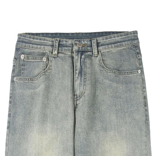 Men's Denim Pants Straight Leg Regular Fit Jeans Long Trousers Casual Loose Fit Jean Pants 6