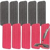 16.5 inch Microfiber Mop Pads for Rubbermaid Reveal Spray Mop and Any 16.5' Flat Mop - 10 Pack 13''-15'' Spray Mop Pad Reusable Washable Replacement Refills - Red & Grey