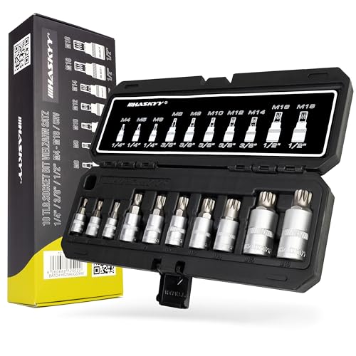Juego de llaves XZN de dientes múltiples 1/4 3/8 1/2 Juego de puntas de tuercas con orificio frontal de 10 piezas M4, M5, M6, M8, M9, M10, M12, M14, M16, M18