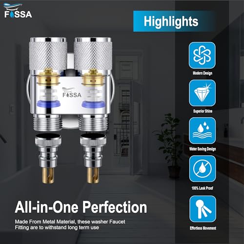 Image of Fossa 2 in 1 Stainless Steel Angle Valve for Washing Machine, Toilet,- Dual Control Wall Mounted Water Faucet | Compact Multi-Use Tap for Kitchen, Laundry, Bathroom Setup | (Chrome Finish) Silver