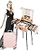 Kemier Makeup Case with Lighted Mirror Portable Makeup Vanity Station Professional Artist Cosmetic Organizer Studio with 4 Rolling Wheels Extendable Trays Adjustable Legs (Rose Gold)