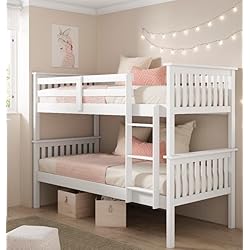 Genérico MUEBLESYA-Litera Convertible Dos Camas Blanco-Litera Doble Juvenil de Pino Macizo-litera 90 cm x 190 cm Blanca (con Cama Nido)